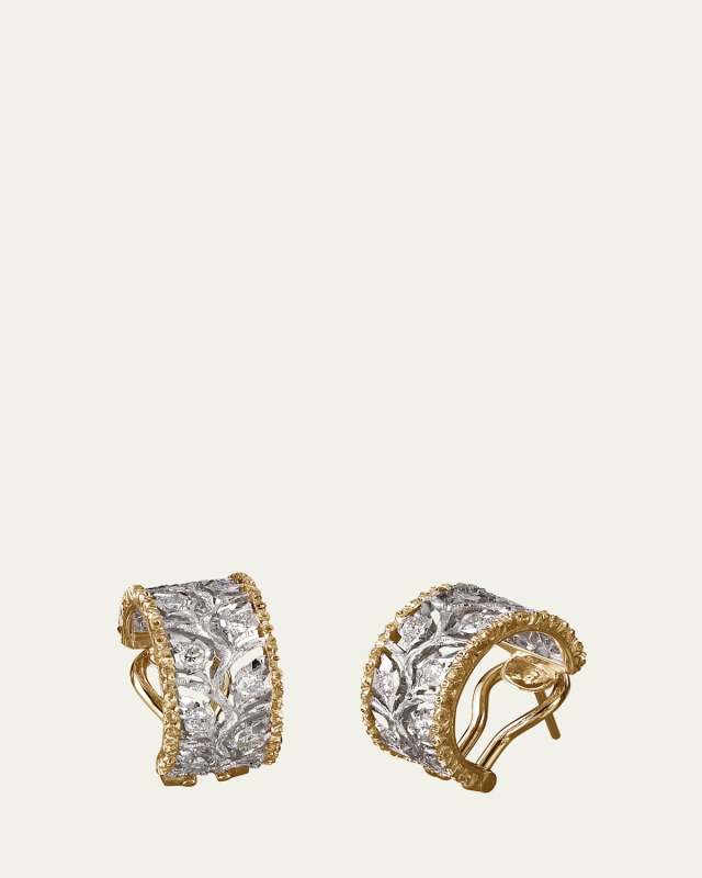 Ramage 18K Yellow and White Gold Diamond Huggie Earrings